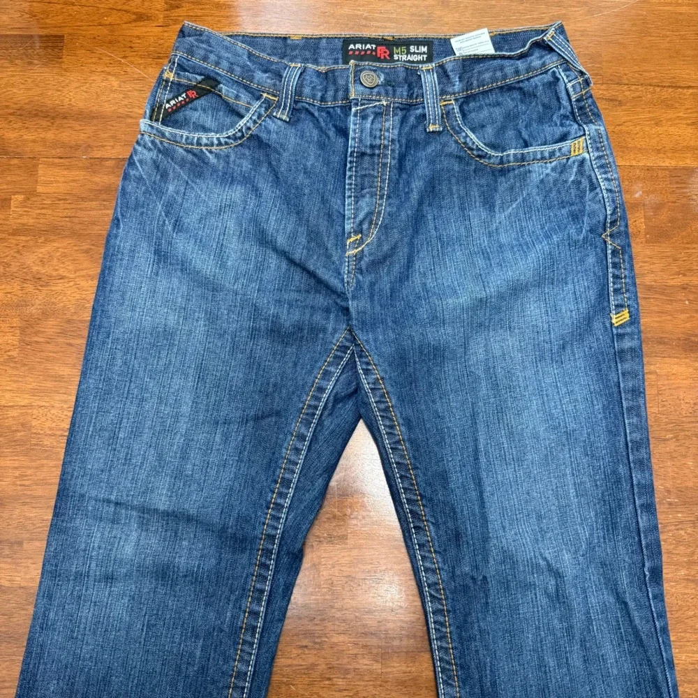 Ariat M5 Slim Straight Jeans Mens 32x30 Blue FR Flame Resistant Work Denim Pants